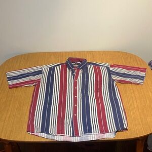 Classic Red, Green, and Blue Striped Men's Shirt